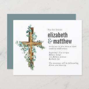 Budget Eucalyptus Cross Wedding Invitation