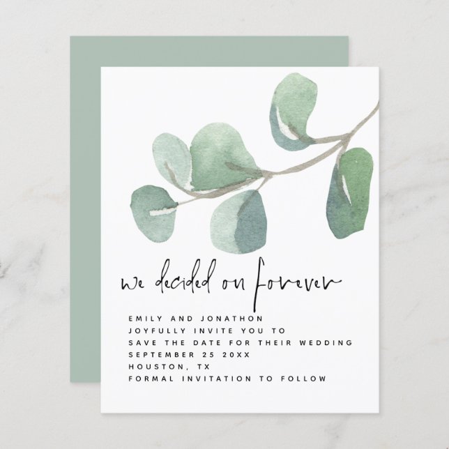 Budget Eucalyptus Decided on Forever Save The Date (Front/Back)