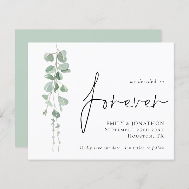 Budget Eucalyptus Decided On Forever Save The Date (Front/Back)