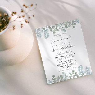 Budget Eucalyptus Dusty Blue Watercolor Wedding