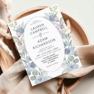 Budget Eucalyptus dusty blue Wedding Invitation