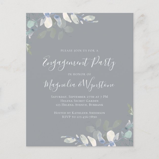 Budget Eucalyptus Engagement Party Invitation (Front)