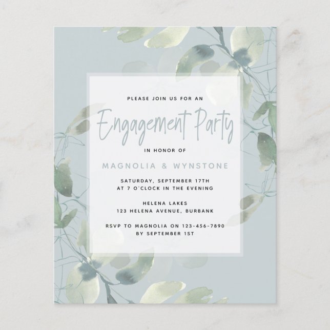 BUDGET Eucalyptus Engagement Party Invitation (Front)