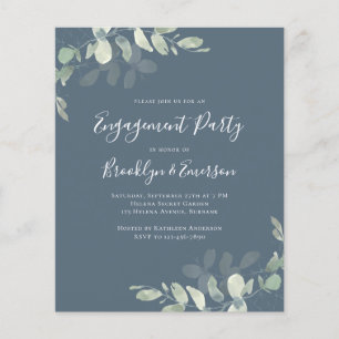 Budget Eucalyptus Engagement Party Invitation