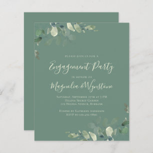 Budget Eucalyptus Engagement Party Invitation