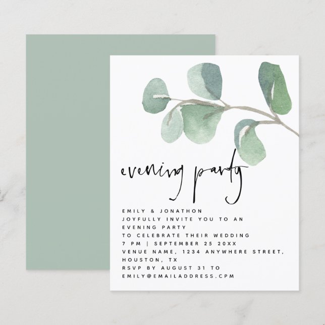 BUDGET Eucalyptus Evening Party Wedding (Front/Back)