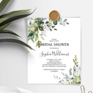 Budget Eucalyptus Floral Bridal Shower Invitation