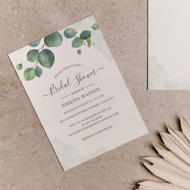 Budget Eucalyptus Floral Bridal Shower Invitation (Creator Uploaded)