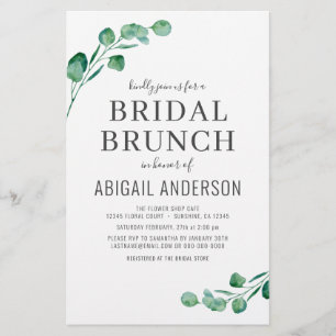 Budget Eucalyptus Foliage Bridal Brunch Invitation