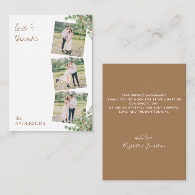 Budget Eucalyptus Foliage Photo Wedding Thank You Card (Front/Back)
