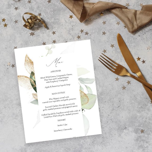 Budget Eucalyptus Glow Gold Greenery Menu (Creator Uploaded)