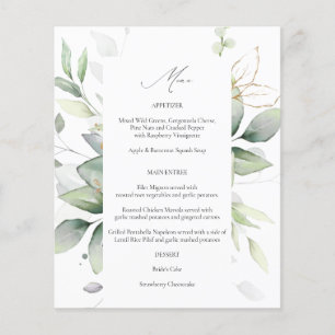 Budget Eucalyptus Glow Gold Greenery Menu 2