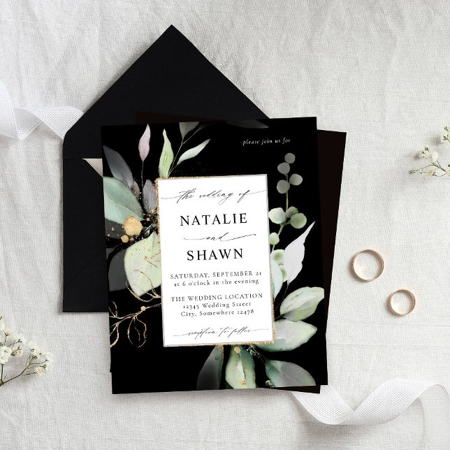 Budget Eucalyptus Glow Gold Greenery Wedding Black (Creator Uploaded)