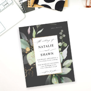 Budget Eucalyptus Glow Gold Greenery Wedding Grey Flyer