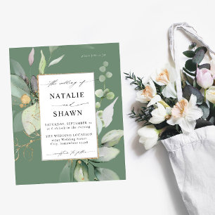 Budget Eucalyptus Glow Gold Greenery Wedding Olive Flyer