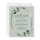 Budget Eucalyptus Gold Sage Wedding Save the Date
