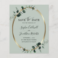 Budget Eucalyptus Gold Sage Wedding Save the Date