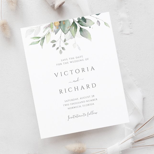 Budget Eucalyptus Green Foliage Save The Date (Creator Uploaded)