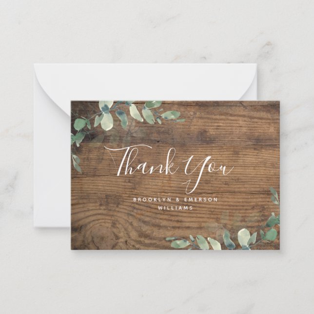 BUDGET Eucalyptus Green Foliage Wedding Thank You  Card (Front)