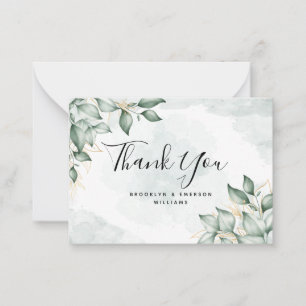 BUDGET Eucalyptus Green Foliage Wedding Thank You  Card