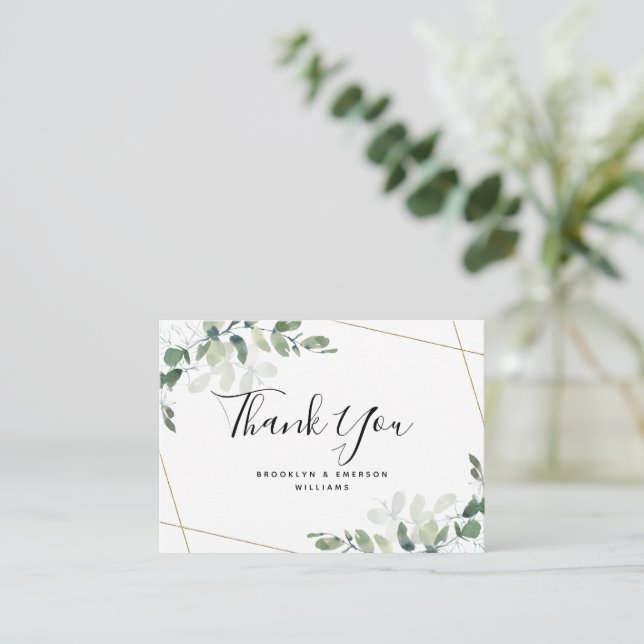 BUDGET Eucalyptus Green Foliage Wedding Thank You  Card (Standing Front)