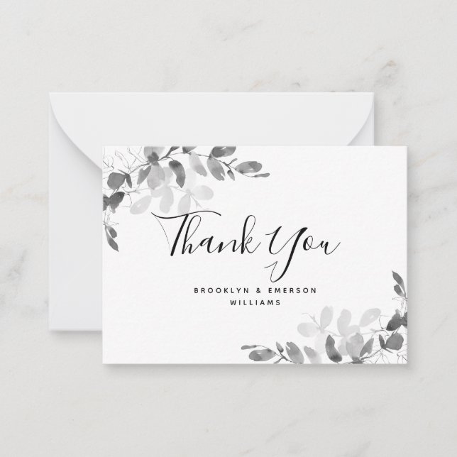 BUDGET Eucalyptus Green Foliage Wedding Thank You  Card (Front)