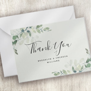 BUDGET Eucalyptus Green Foliage Wedding Thank You Card