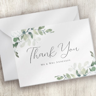 BUDGET Eucalyptus Green Foliage Wedding Thank You  Card