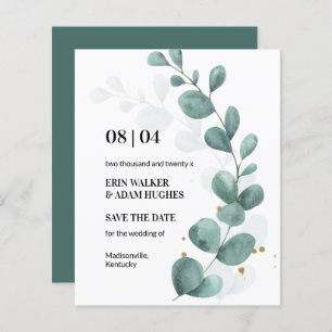 Budget Eucalyptus Green Watercolor Save the Date