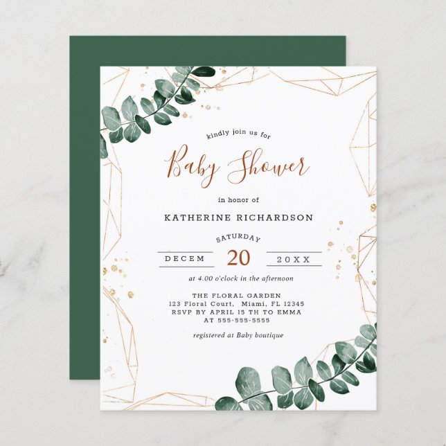 Budget Eucalyptus | Greenery Baby Shower Flyer (Front/Back)
