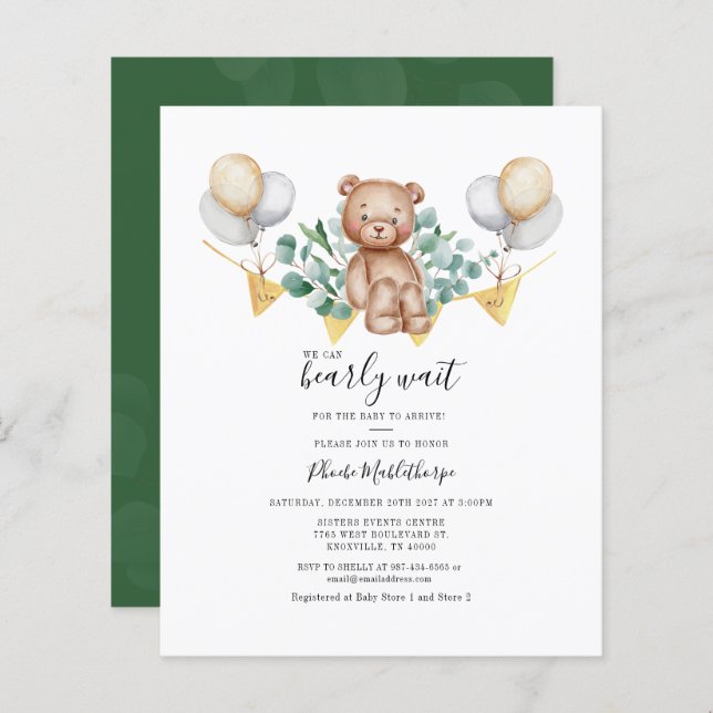 Budget Eucalyptus Greenery Baby Shower Invitation (Front/Back)