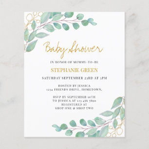 Budget Eucalyptus Greenery Baby Shower Invitation
