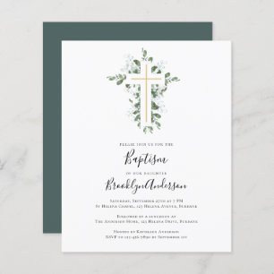 Budget Eucalyptus Greenery Baptism Invitation