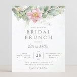 Budget Eucalyptus Greenery Bridal Brunch Invite<br><div class="desc">Beautiful bridal brunch invitation featuring blush pink floral watercolor eucalyptus and gold leaves.</div>