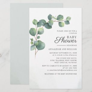 Budget Eucalyptus Greenery Couples Baby Shower Stationery