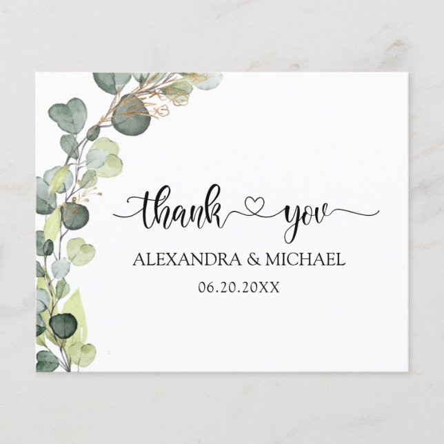 Budget Eucalyptus Greenery Elegant Thank You (Front)