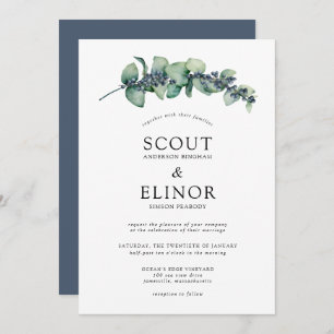 Budget Eucalyptus Greenery Elegant Wedding Invitation