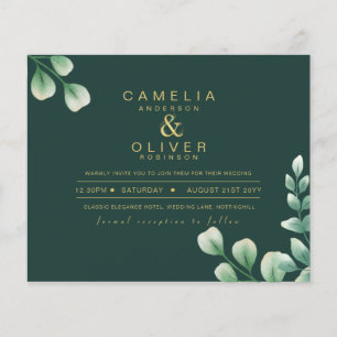 BUDGET Eucalyptus Greenery Gold Wedding QR CODE IN Flyer