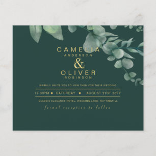 BUDGET Eucalyptus Greenery Gold Wedding QR CODE IN Flyer
