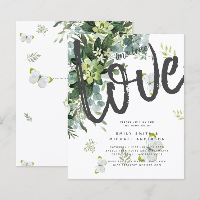 BUDGET Eucalyptus Greenery Leaves Emerald Wedding (Front/Back)