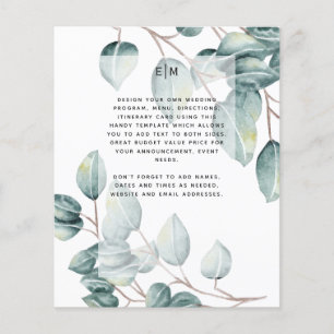 Budget Eucalyptus Greenery Leaves Wedding Invites