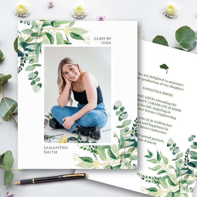 BUDGET Eucalyptus Greenery Photo GRAD Announcement (Creator Uploaded)
