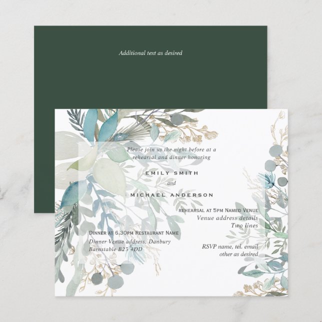 BUDGET Eucalyptus Greenery Rehearsal Dinner Invite (Front/Back)