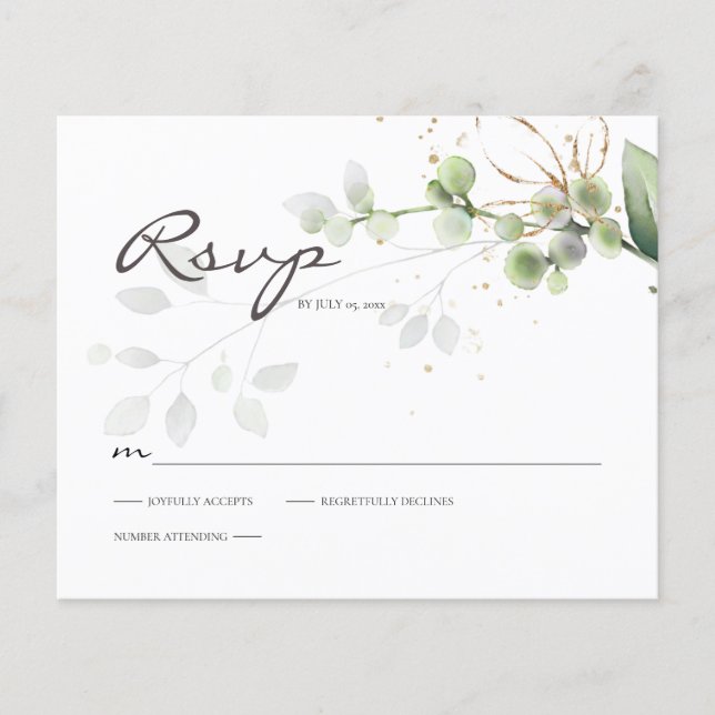 Budget Eucalyptus Greenery RSVP Response Card (Front)
