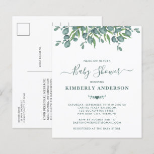 Budget Eucalyptus Greenery Sage Baby Shower Invite