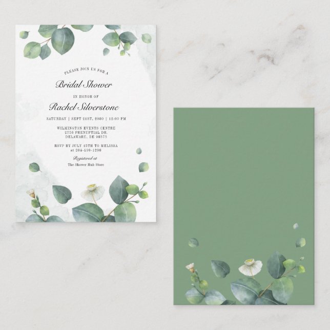 Budget Eucalyptus Greenery Succulent Bridal Shower Card (Front/Back)