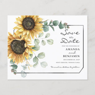 Budget Eucalyptus Greenery Sunflower Save The Date