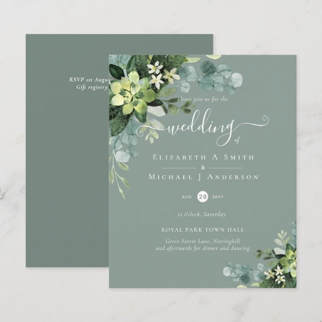 BUDGET  Eucalyptus greenery Wedding (Front/Back)