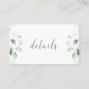 Budget Eucalyptus Greenery Wedding Details Card