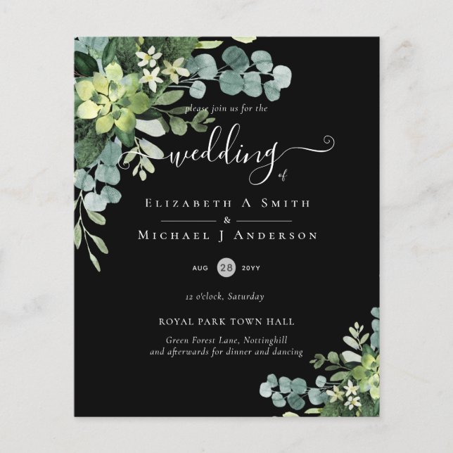 BUDGET  Eucalyptus greenery Wedding Flyer (Front)